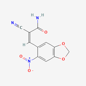 molecular formula C11H7N3O5 B2894321 (2Z)-2-氰基-3-(6-硝基-1,3-苯并二氧杂环-5-基)丙烯酰胺 CAS No. 197310-95-5