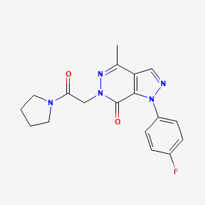 molecular formula C18H18FN5O2 B2894322 1-(4-氟苯基)-4-甲基-6-(2-氧代-2-(吡咯烷-1-基)乙基)-1H-吡唑并[3,4-d]嘧啶-7(6H)-酮 CAS No. 946253-29-8