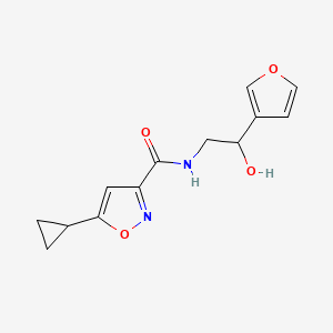 molecular formula C13H14N2O4 B2894329 5-cyclopropyl-N-(2-(furan-3-yl)-2-hydroxyethyl)isoxazole-3-carboxamide CAS No. 1396759-58-2