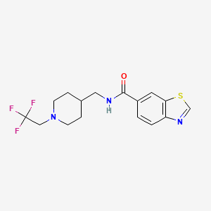 molecular formula C16H18F3N3OS B2894330 N-[[1-(2,2,2-Trifluoroethyl)piperidin-4-yl]methyl]-1,3-benzothiazole-6-carboxamide CAS No. 2309311-31-5