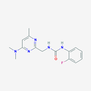 molecular formula C15H18FN5O B2894337 1-((4-(二甲氨基)-6-甲基嘧啶-2-基)甲基)-3-(2-氟苯基)脲 CAS No. 1797978-18-7
