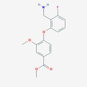 molecular formula C16H16FNO4 B2894340 Methyl 4-[2-(aminomethyl)-3-fluorophenoxy]-3-methoxybenzoate CAS No. 2279123-40-7