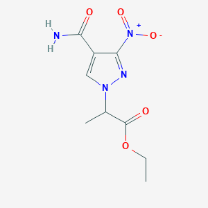 molecular formula C9H12N4O5 B2894350 Ethyl 2-(4-carbamoyl-3-nitro-1H-pyrazol-1-yl)propanoate CAS No. 1855900-40-1