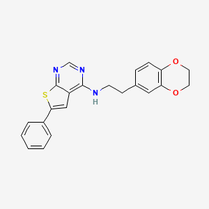 molecular formula C22H19N3O2S B2894384 N-[2-(2,3-dihydro-1,4-benzodioxin-6-yl)ethyl]-6-phenylthieno[2,3-d]pyrimidin-4-amine CAS No. 379236-04-1