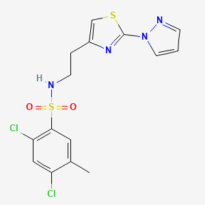 N-(2-(2-(1H-pyrazol-1-yl)thiazol-4-yl)ethyl)-2,4-dichloro-5-methylbenzenesulfonamide