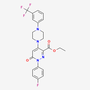 molecular formula C24H22F4N4O3 B2894392 Ethyl 1-(4-fluorophenyl)-6-oxo-4-(4-(3-(trifluoromethyl)phenyl)piperazin-1-yl)-1,6-dihydropyridazine-3-carboxylate CAS No. 922069-42-9