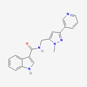 molecular formula C19H17N5O B2894393 N-((1-methyl-3-(pyridin-3-yl)-1H-pyrazol-5-yl)methyl)-1H-indole-3-carboxamide CAS No. 2034511-15-2