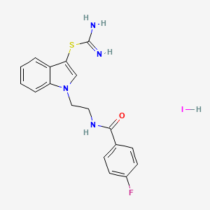 molecular formula C18H18FIN4OS B2894401 1-(2-(4-fluorobenzamido)ethyl)-1H-indol-3-yl carbamimidothioate hydroiodide CAS No. 1052410-04-4