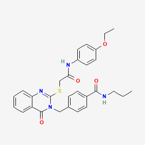 molecular formula C29H30N4O4S B2894405 4-((2-((2-((4-ethoxyphenyl)amino)-2-oxoethyl)thio)-4-oxoquinazolin-3(4H)-yl)methyl)-N-propylbenzamide CAS No. 1115521-47-5