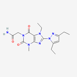 molecular formula C17H23N7O3 B2894408 2-[8-(3,5-diethyl-1H-pyrazol-1-yl)-7-ethyl-3-methyl-2,6-dioxo-2,3,6,7-tetrahydro-1H-purin-1-yl]acetamide CAS No. 1013768-28-9