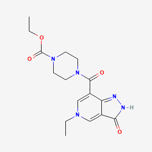 molecular formula C16H21N5O4 B2894409 ethyl 4-(5-ethyl-3-oxo-3,5-dihydro-2H-pyrazolo[4,3-c]pyridine-7-carbonyl)piperazine-1-carboxylate CAS No. 1219906-19-0