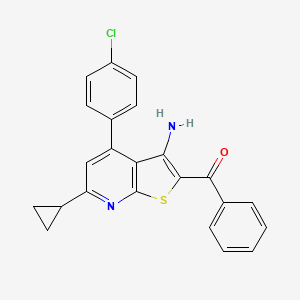molecular formula C23H17ClN2OS B2894418 2-Benzoyl-4-(4-chlorophenyl)-6-cyclopropylthieno[2,3-b]pyridin-3-amine CAS No. 303124-29-0