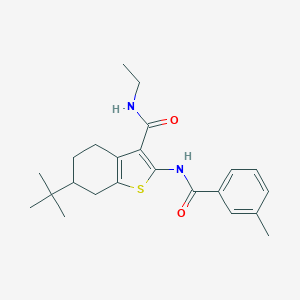 molecular formula C23H30N2O2S B289442 6-tert-butyl-N-ethyl-2-[(3-methylbenzoyl)amino]-4,5,6,7-tetrahydro-1-benzothiophene-3-carboxamide 