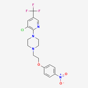 molecular formula C18H18ClF3N4O3 B2894425 1-[3-Chloro-5-(trifluoromethyl)pyridin-2-yl]-4-[2-(4-nitrophenoxy)ethyl]piperazine CAS No. 338409-52-2