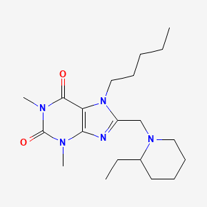 molecular formula C20H33N5O2 B2894427 8-[(2-Ethylpiperidin-1-yl)methyl]-1,3-dimethyl-7-pentylpurine-2,6-dione CAS No. 851940-96-0