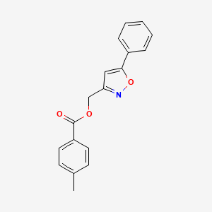molecular formula C18H15NO3 B2894436 (5-Phenyl-1,2-oxazol-3-yl)methyl 4-methylbenzoate CAS No. 343374-52-7