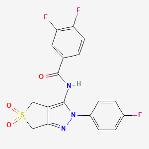 molecular formula C18H12F3N3O3S B2894445 3,4-difluoro-N-[2-(4-fluorophenyl)-5,5-dioxo-4,6-dihydrothieno[3,4-c]pyrazol-3-yl]benzamide CAS No. 893934-57-1