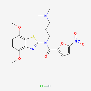 molecular formula C19H23ClN4O6S B2894452 N-(4,7-二甲氧基苯并[d]噻唑-2-基)-N-(3-(二甲氨基)丙基)-5-硝基呋喃-2-甲酰胺盐酸盐 CAS No. 1215831-70-1