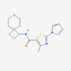 molecular formula C17H21N3O2S B2894459 4-methyl-2-(1H-pyrrol-1-yl)-N-(7-oxaspiro[3.5]nonan-1-yl)thiazole-5-carboxamide CAS No. 2320178-18-3
