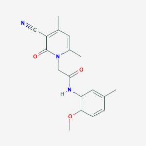molecular formula C18H19N3O3 B2894461 2-(3-cyano-4,6-dimethyl-2-oxopyridin-1(2H)-yl)-N-(2-methoxy-5-methylphenyl)acetamide CAS No. 915869-63-5