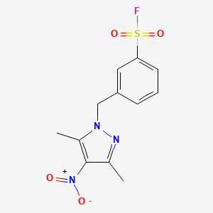 molecular formula C12H12FN3O4S B2894472 3-[(3,5-Dimethyl-4-nitropyrazol-1-yl)methyl]benzenesulfonyl fluoride CAS No. 2411247-83-9