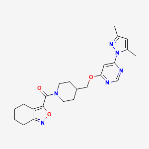 molecular formula C23H28N6O3 B2894483 [4-[[6-(3,5-Dimethylpyrazol-1-yl)pyrimidin-4-yl]oxymethyl]piperidin-1-yl]-(4,5,6,7-tetrahydro-2,1-benzoxazol-3-yl)methanone CAS No. 2380182-99-8