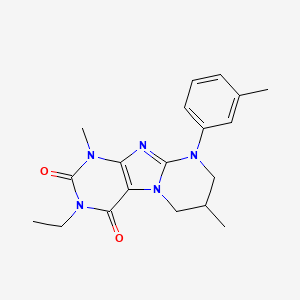 molecular formula C19H23N5O2 B2894485 3-ethyl-1,7-dimethyl-9-(3-methylphenyl)-7,8-dihydro-6H-purino[7,8-a]pyrimidine-2,4-dione CAS No. 848727-23-1