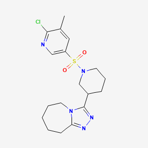 molecular formula C18H24ClN5O2S B2894496 2-chloro-3-methyl-5-[(3-{5H,6H,7H,8H,9H-[1,2,4]triazolo[4,3-a]azepin-3-yl}piperidin-1-yl)sulfonyl]pyridine CAS No. 1444296-90-5