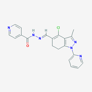 molecular formula C20H17ClN6O B289450 N'-{[4-chloro-3-methyl-1-(2-pyridinyl)-6,7-dihydro-1H-indazol-5-yl]methylene}isonicotinohydrazide 