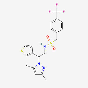 B2894500 N-(2-(3,5-dimethyl-1H-pyrazol-1-yl)-2-(thiophen-3-yl)ethyl)-1-(4-(trifluoromethyl)phenyl)methanesulfonamide CAS No. 2034492-50-5