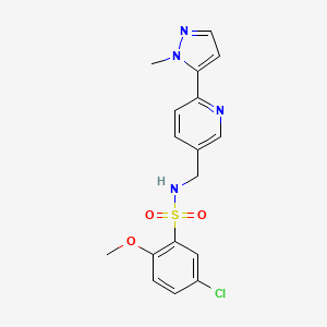 molecular formula C17H17ClN4O3S B2894531 5-chloro-2-methoxy-N-((6-(1-methyl-1H-pyrazol-5-yl)pyridin-3-yl)methyl)benzenesulfonamide CAS No. 2034569-87-2