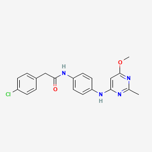 molecular formula C20H19ClN4O2 B2894538 2-(4-氯苯基)-N-(4-((6-甲氧基-2-甲基嘧啶-4-基)氨基)苯基)乙酰胺 CAS No. 946233-99-4