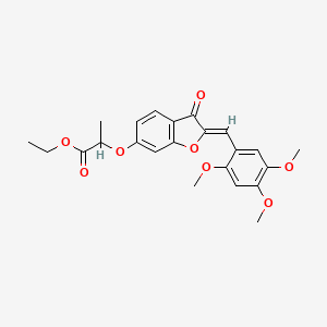 molecular formula C23H24O8 B2894549 (Z)-ethyl 2-((3-oxo-2-(2,4,5-trimethoxybenzylidene)-2,3-dihydrobenzofuran-6-yl)oxy)propanoate CAS No. 620546-53-4