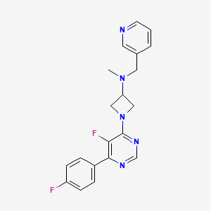 molecular formula C20H19F2N5 B2894550 1-[5-Fluoro-6-(4-fluorophenyl)pyrimidin-4-yl]-N-methyl-N-(pyridin-3-ylmethyl)azetidin-3-amine CAS No. 2380085-12-9