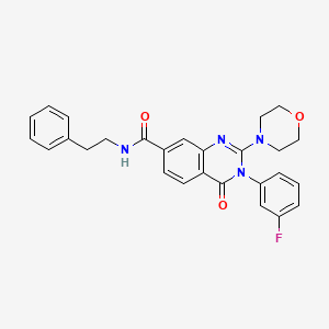 molecular formula C27H25FN4O3 B2894581 3-(3-氟苯基)-2-吗啉基-4-氧代-N-苯乙基-3,4-二氢喹唑啉-7-甲酰胺 CAS No. 1207048-43-8