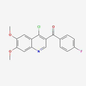 molecular formula C18H13ClFNO3 B2894606 (4-氯-6,7-二甲氧基喹啉-3-基)(4-氟苯基)甲酮 CAS No. 1351780-15-8