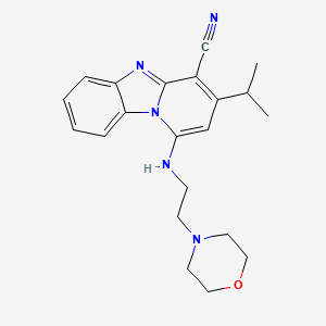 molecular formula C21H25N5O B2894607 1-{[2-(Morpholin-4-yl)ethyl]amino}-3-(propan-2-yl)pyrido[1,2-a]benzimidazole-4-carbonitrile CAS No. 611197-75-2