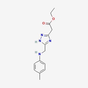 molecular formula C14H18N4O2 B2894635 2-(3-((对甲苯基氨基)甲基)-1H-1,2,4-三唑-5-基)乙酸乙酯 CAS No. 1087648-38-1