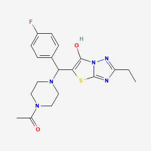 B2894643 1-(4-((2-Ethyl-6-hydroxythiazolo[3,2-b][1,2,4]triazol-5-yl)(4-fluorophenyl)methyl)piperazin-1-yl)ethanone CAS No. 887220-37-3
