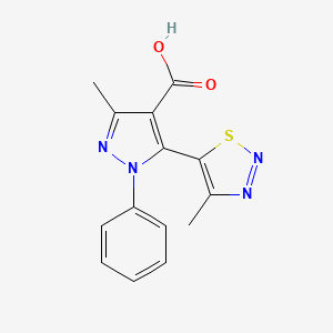 B2894644 3-methyl-5-(4-methyl-1,2,3-thiadiazol-5-yl)-1-phenyl-1H-pyrazole-4-carboxylic acid CAS No. 264880-56-0