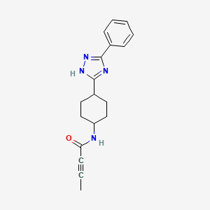 B2894657 N-[4-(3-Phenyl-1H-1,2,4-triazol-5-yl)cyclohexyl]but-2-ynamide CAS No. 2411226-98-5