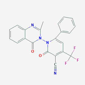 molecular formula C22H13F3N4O2 B289466 1-(2-methyl-4-oxo-3(4H)-quinazolinyl)-2-oxo-6-phenyl-4-(trifluoromethyl)-1,2-dihydro-3-pyridinecarbonitrile 