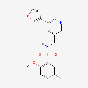molecular formula C17H15FN2O4S B2894664 5-氟-N-((5-(呋喃-3-基)吡啶-3-基)甲基)-2-甲氧基苯磺酰胺 CAS No. 2034499-21-1