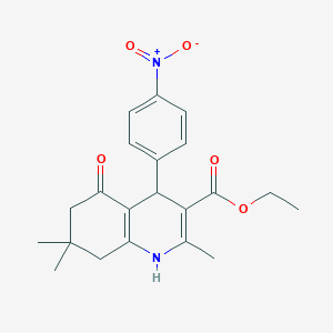 molecular formula C21H24N2O5 B2894666 2,7,7-三甲基-4-(4-硝基苯基)-5-氧代-1,4,5,6,7,8-六氢喹啉-3-羧酸乙酯 CAS No. 301355-37-3