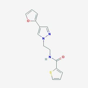 molecular formula C14H13N3O2S B2894674 N-(2-(4-(furan-2-yl)-1H-pyrazol-1-yl)ethyl)thiophene-2-carboxamide CAS No. 2034557-12-3