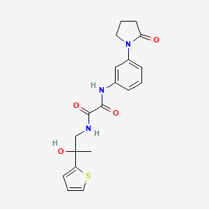 molecular formula C19H21N3O4S B2894676 N-[2-hydroxy-2-(thiophen-2-yl)propyl]-N'-[3-(2-oxopyrrolidin-1-yl)phenyl]ethanediamide CAS No. 1351589-57-5