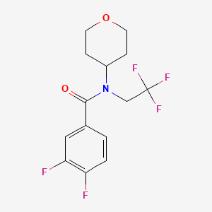 molecular formula C14H14F5NO2 B2894677 3,4-二氟-N-(四氢-2H-吡喃-4-基)-N-(2,2,2-三氟乙基)苯甲酰胺 CAS No. 1396760-16-9