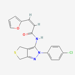 molecular formula C18H14ClN3O2S B2894689 (Z)-N-(2-(4-chlorophenyl)-4,6-dihydro-2H-thieno[3,4-c]pyrazol-3-yl)-3-(furan-2-yl)acrylamide CAS No. 450341-30-7