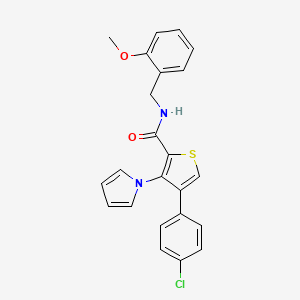 molecular formula C23H19ClN2O2S B2894692 4-(4-chlorophenyl)-N-(2-methoxybenzyl)-3-(1H-pyrrol-1-yl)thiophene-2-carboxamide CAS No. 1291859-30-7
