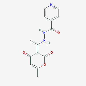 molecular formula C14H13N3O4 B289470 N'-[(1Z)-1-(6-methyl-2,4-dioxopyran-3-ylidene)ethyl]pyridine-4-carbohydrazide 